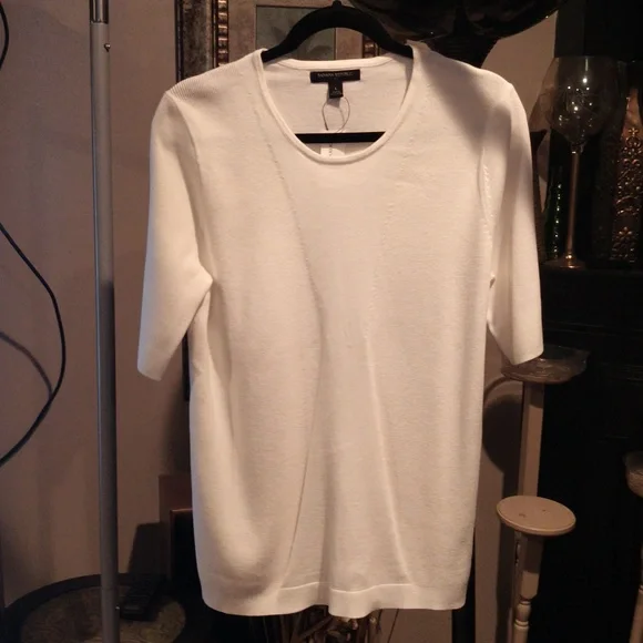 FINAL PRICE NWT Banana Republic White Short Sleeve Top Size Large - Picture 3 of 10